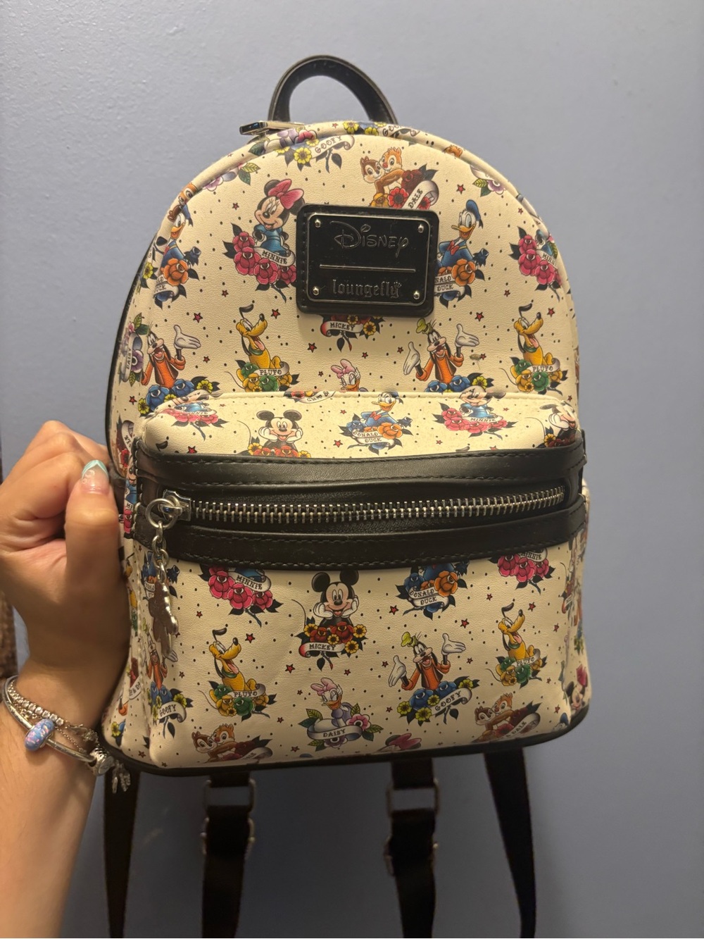 Loungefly Cream Disney Character Mini Backpack with Black Trim